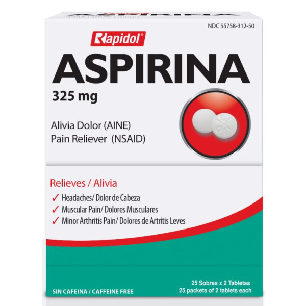 3415 PH Rapidol Aspirin 2ct tabs (25/PK)
