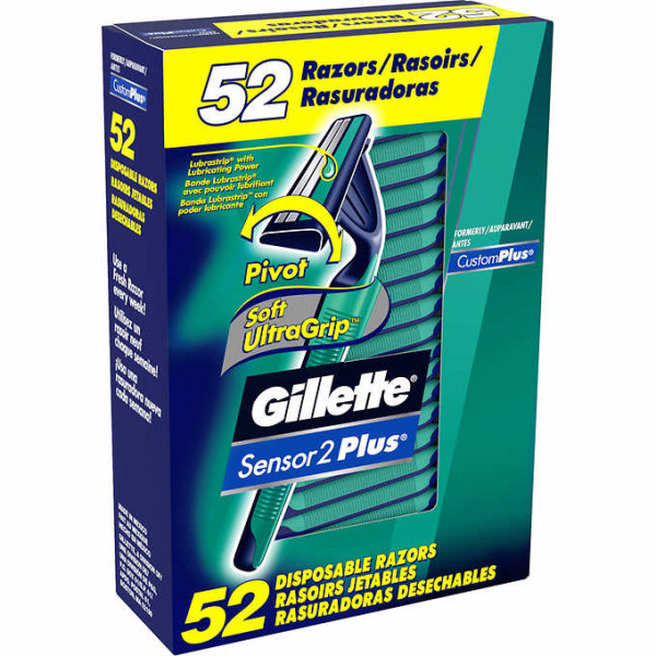 5057 Men's Gillette Sensor PLUS2 Disposable Razor 52 Razors Box,