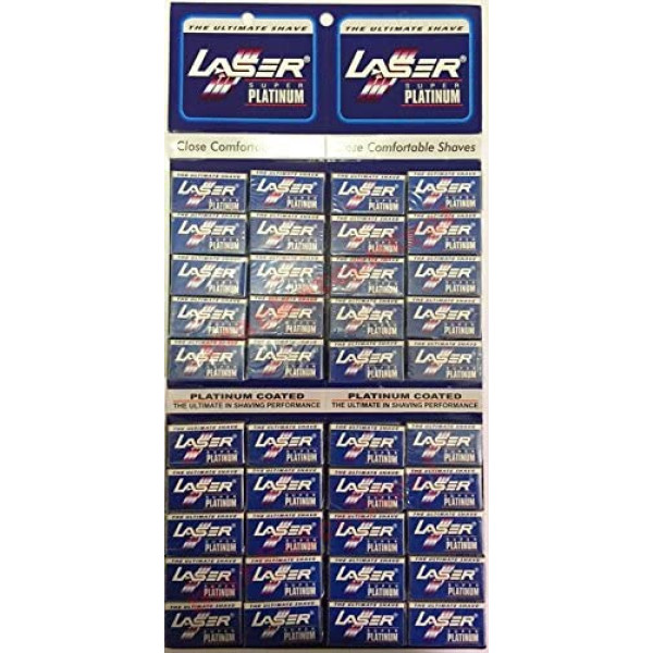 5058 LASER Platinum Coated Double Edge Razor Blades (40 Packs - 200 Blades)
