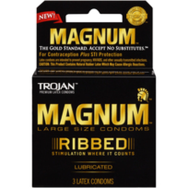 824208 Trojan 3's Magnum Ribbed (6/PK)