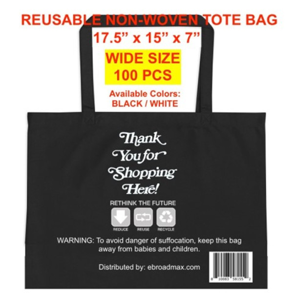 BAG-1922 Non-Woven Fabric TOTE Bags (WIDE / 17.5"x15"x7") PACK 100ct