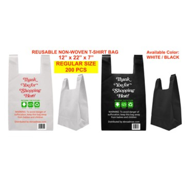 BAG-1923 Non-Woven Fabric T-Shirt Bags (REGULAR / 12"x22"x7") PACK 200ct