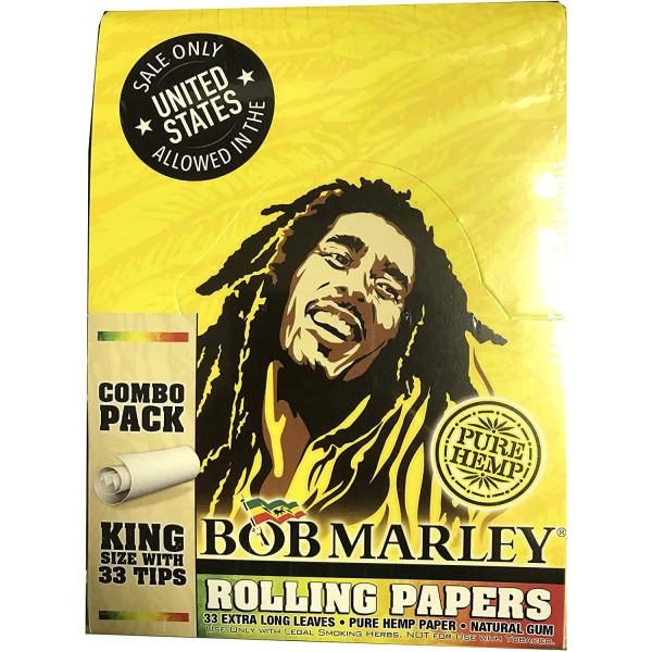 BOB-00478 Bob Marley King Size Cigarette Rolling Paper with 33 Tips