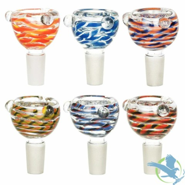 Bowl Glass Bong Bowl For Water Pipe Male Joint With Stripes Design  Assorted Colors