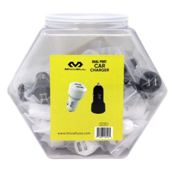 MC1701 Miccell Dual Port Car Chargers in a Jar 36ct