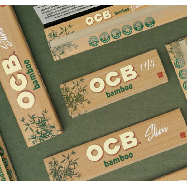 OCB-90497 OCB Bamboo Unbleached Ultra Thin Rolling Papers 1 1/4-24 Count Display