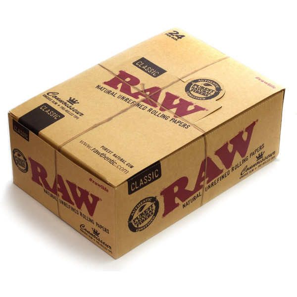 RAW-17402 Raw Classic Connoisseur King Size Slim with Tips Rolling Paper Full Box of 24 Packs