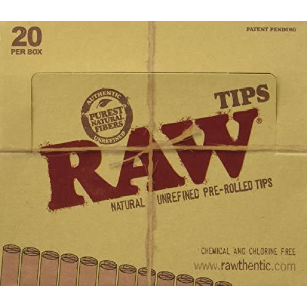 RAW-17949 Raw Natural Unrefined Pre-Rolled Filter Tips Full Box Of 20 (21 Per Box)