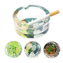 S1869 High Quality Glass Ashtray w/ Design 6ct