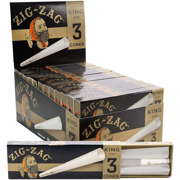 ZIGZAG-00714 Zig-Zag King Size Ultra Thin Pre Rolled Cones 24 packs of 3 Cones 