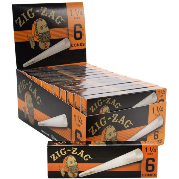 ZIGZAG-00717 ZIG-ZAG Ultra Thin Pre Rolled Paper Cones 1 1/4 Size 