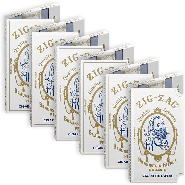 ZIGZAG-00724 ZIG-ZAG Rolling Papers – Original White 1 1/4 Natural Gum Arabic – Thin Glue Sealing Line 